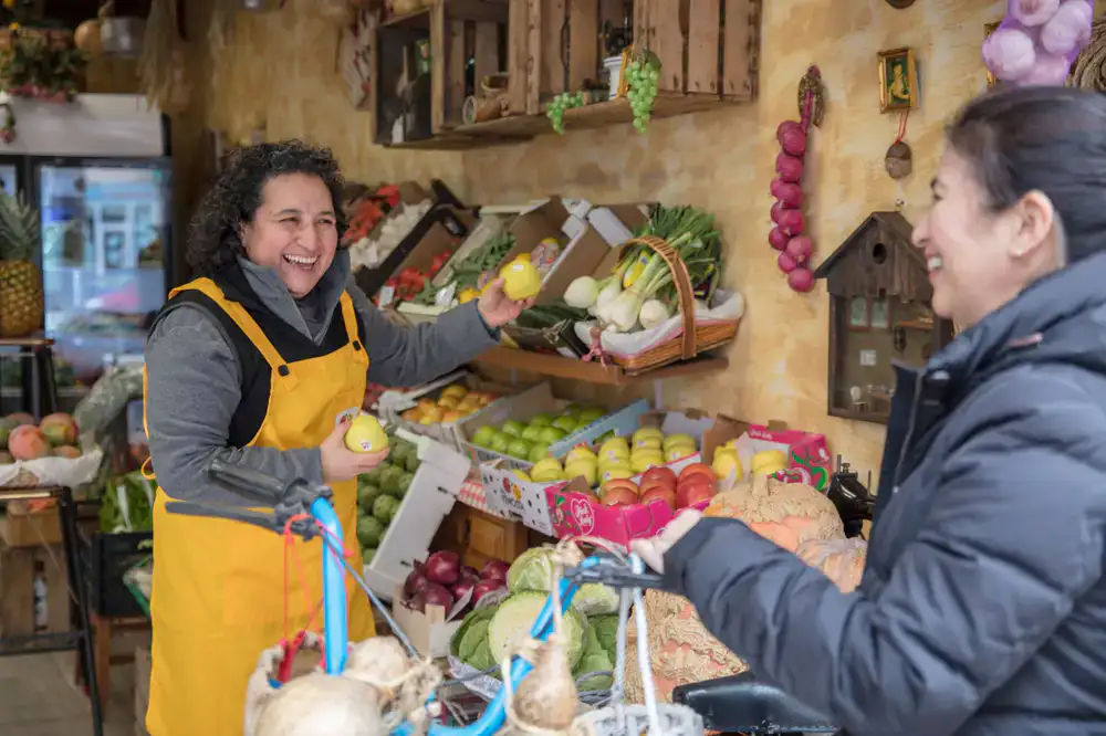 Aesthetic view of the greengrocer shop interior